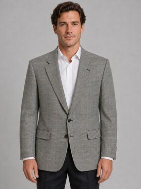 Pierre Cardin Men’s Prince of Wales Wool Blazer EU 54 US 44